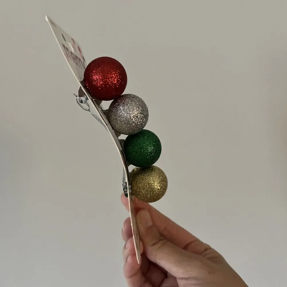 Merry Scunci By Conair Glitter Ornament Barrette Christmas Long Hair‎ Accessory